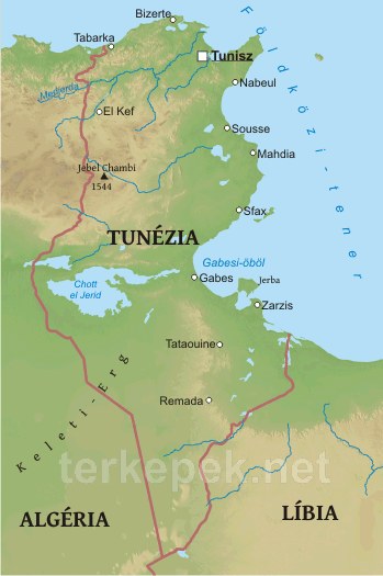 Tunézia térkép